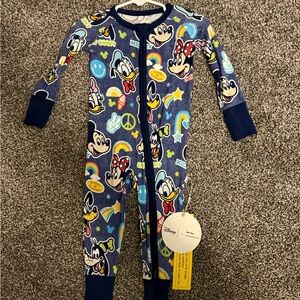 Little Sleepies Disney Kids Footie Pajama - Navy with Minnie Mouse and Friends